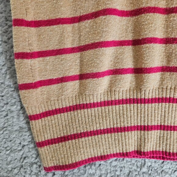 Gap Women's V-Neck Striped Beige & Pink Long Sleeve Sweater XS Soft and Comfy - Picture 3 of 16